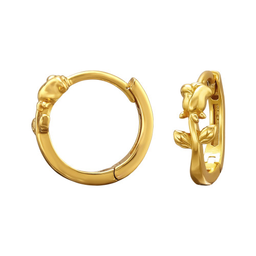 Tulipános, virágos 925 ezüst karika fülbevaló, aranyozott