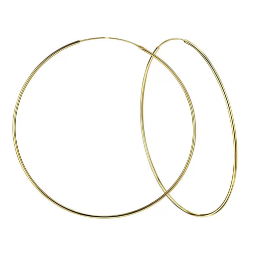 8 cm - Ezüst karika fülbevaló, 14k arannyal bevont